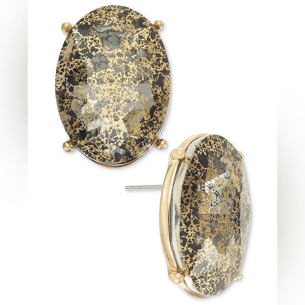 NWT Oval Stone Button Earrings